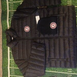 Alabama Crimson Tide Men's Full Zip Puffer Jacket & Knit Cap Beanie Hat NWT